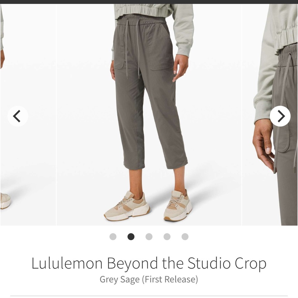 Lululemon Grey Sage Studio Crop Pants size 6